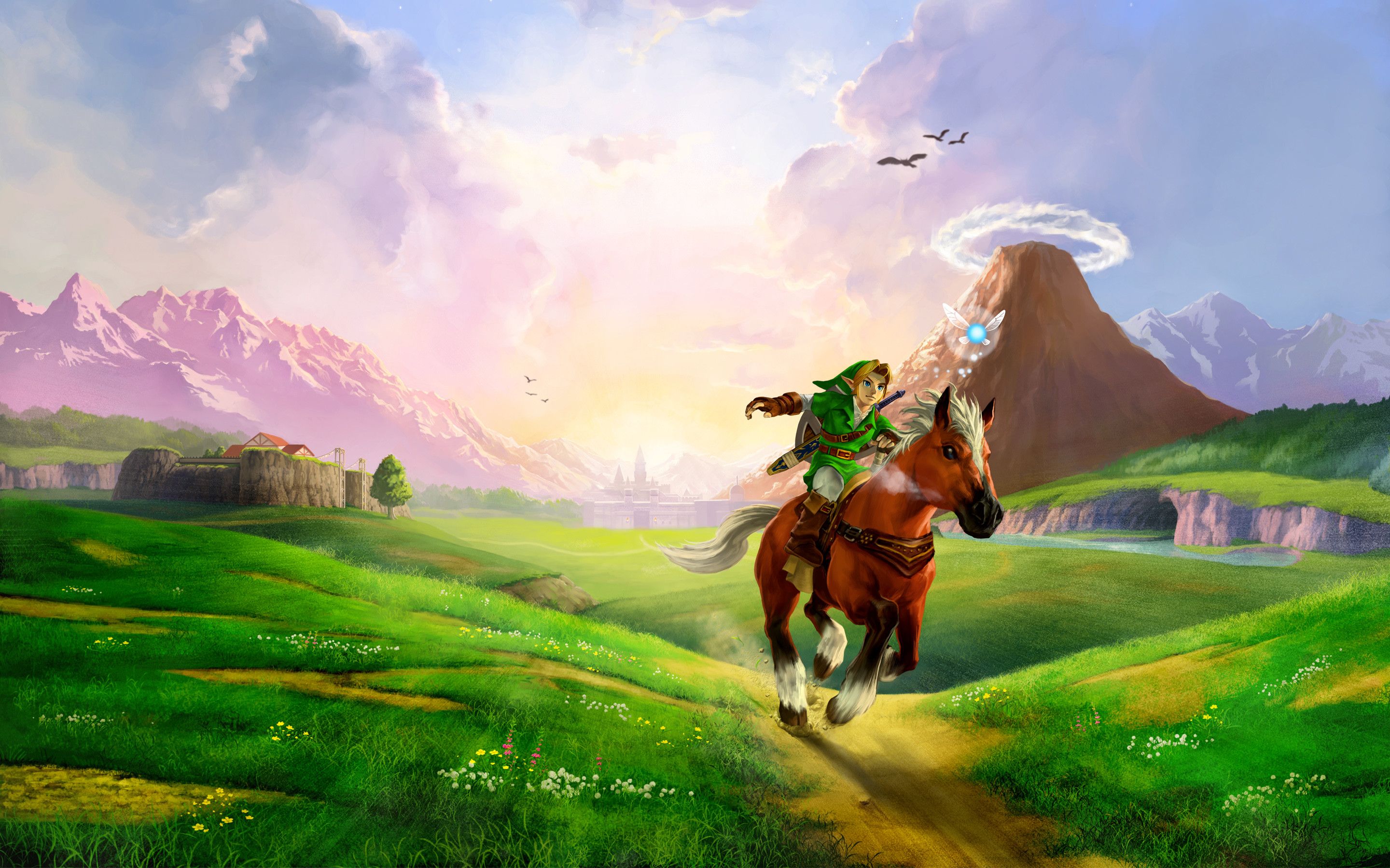 Link a cavallo, Hyrule Field, The Legend of Zelda, 2880x1800 2K+, Desktop