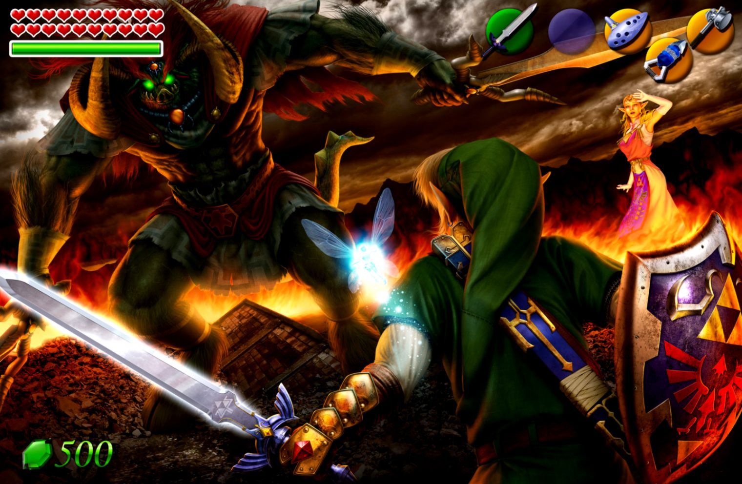 Link contro Ganon, Ocarina of Time, 1520x992 HD, Desktop
