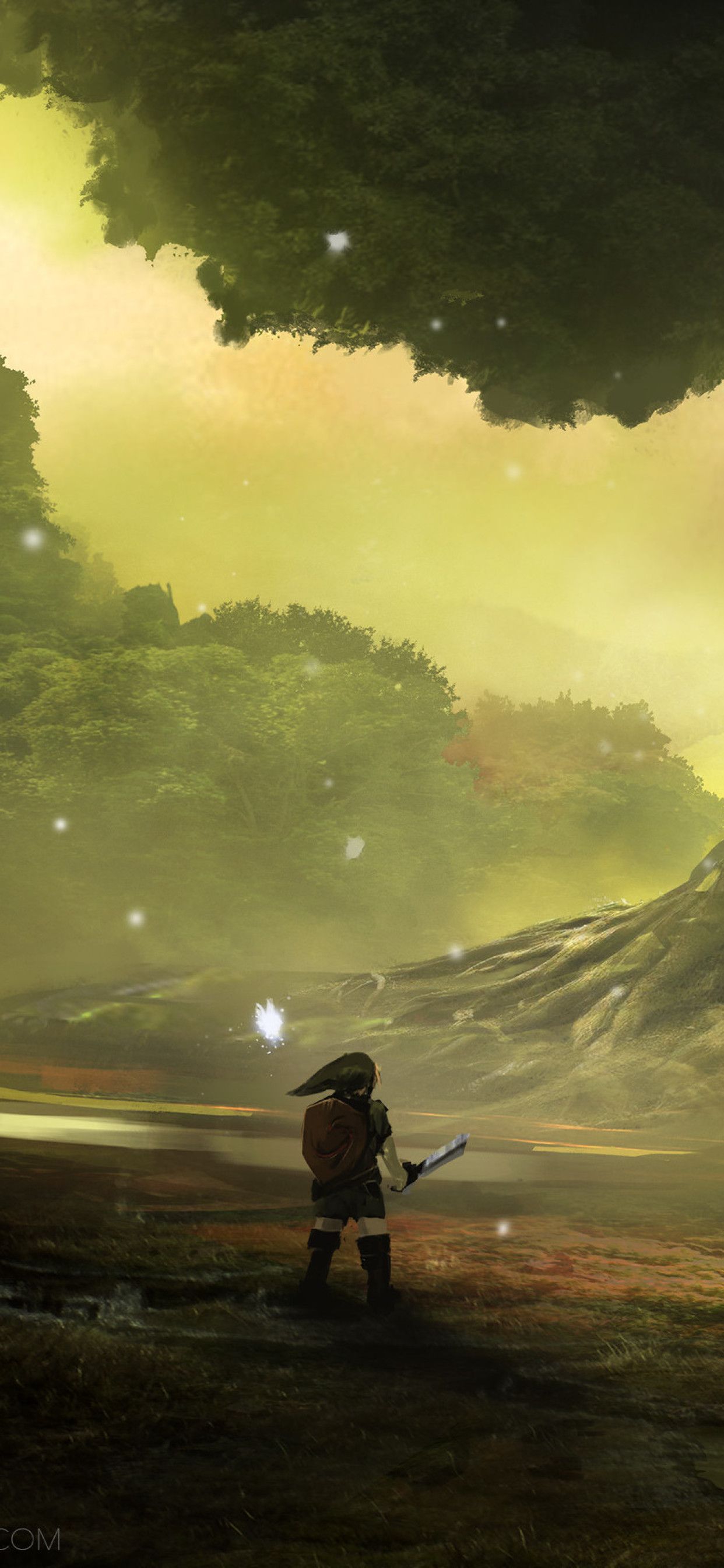 Link Zelda Ocarina of Time foresta, Nintendo, 1242x2688 Verticale, Mobile