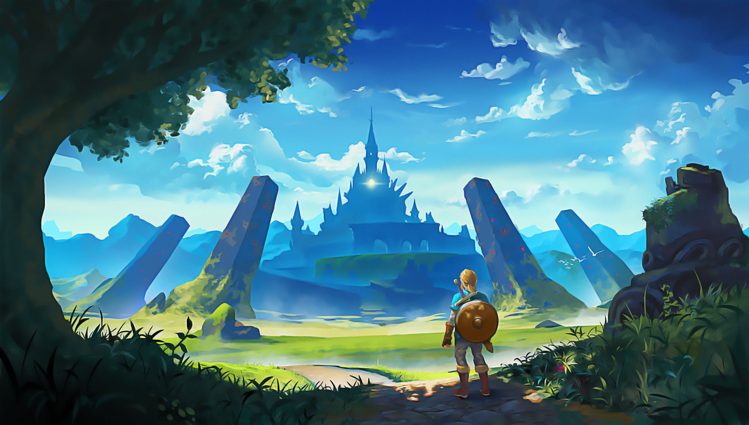 Link e castello Hyrule, The Legend of Zelda, 2560x1451 2K QHD, PC