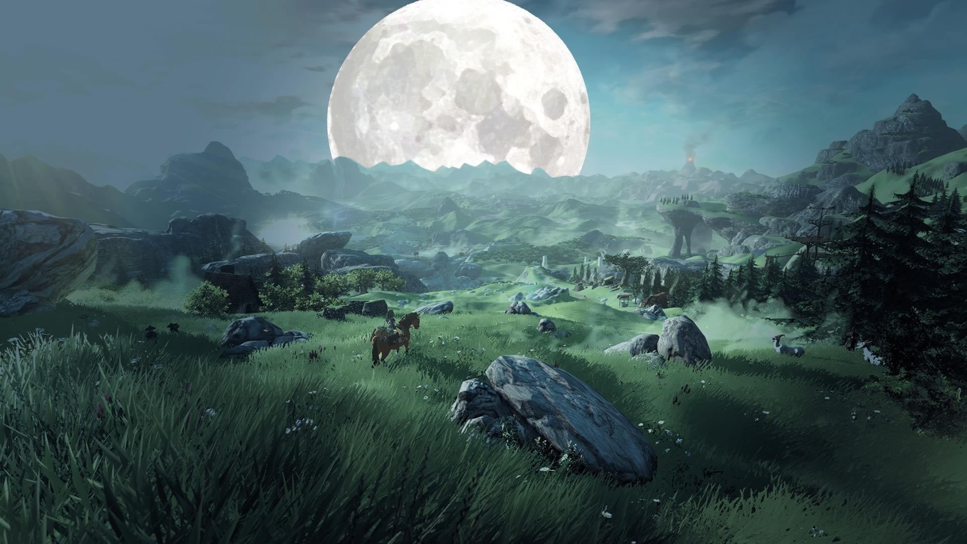 Zelda paesaggio luna piena, 1920x1080 Full HD 1080p, Laptop