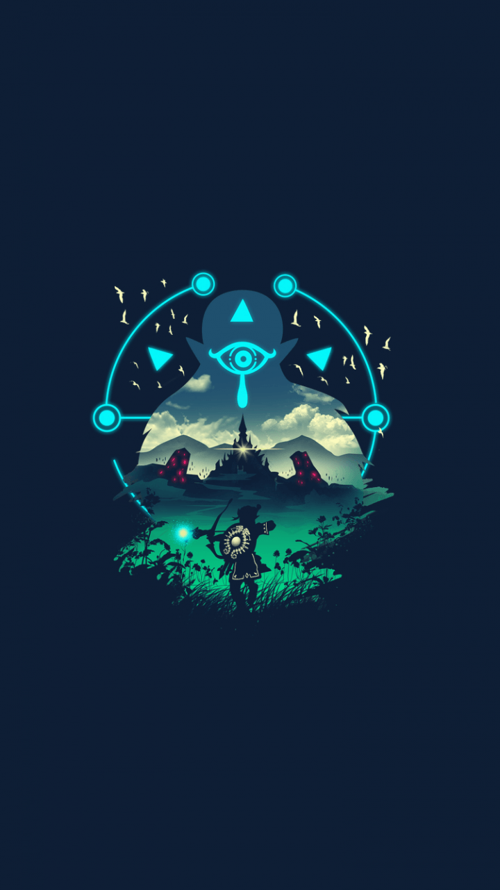 Link con simbolo Sheikah, notte, The Legend of Zelda, 720x1281 Verticale, Telefono
