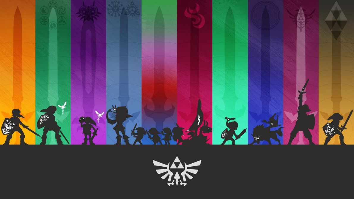 Silhouette Link Zelda multicolore, action-adventure, 1191x670 HD, PC