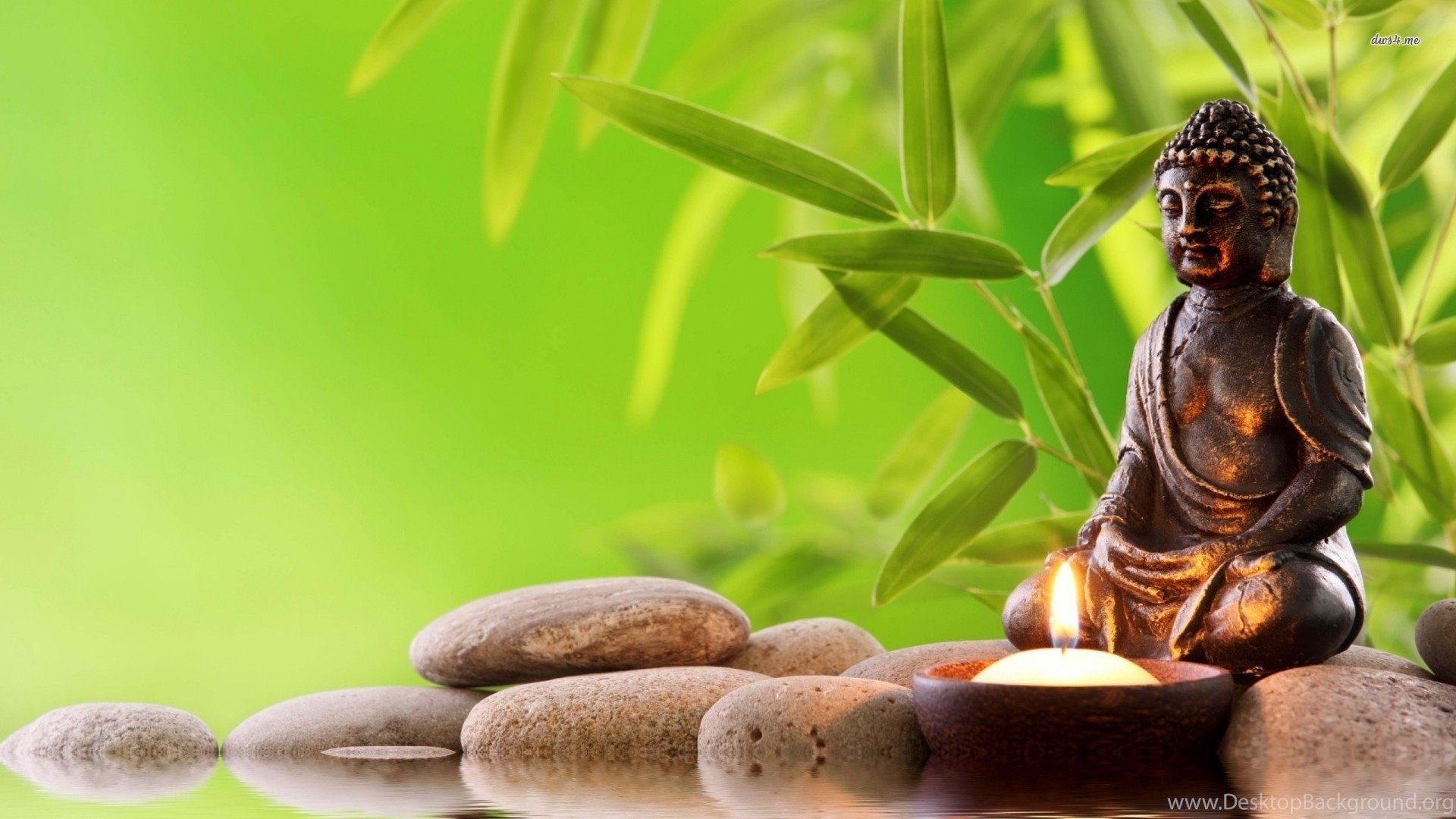 Statua Buddha con candela e pietre, 1920x1080 Full HD 1080p, PC Desktop