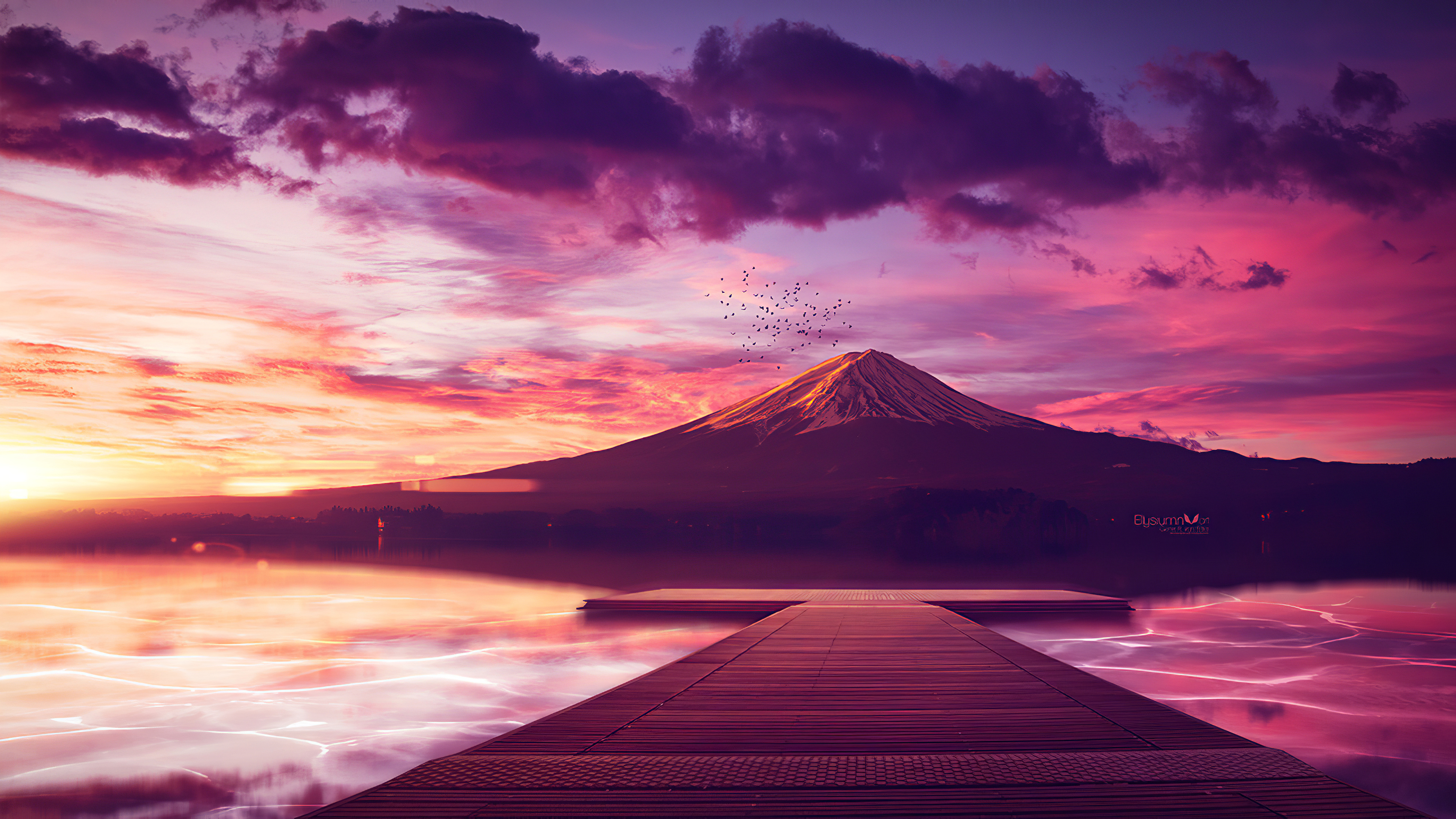 Monte Fuji tramonto molo, Giappone, 3840x2160 UHD, PC 4K