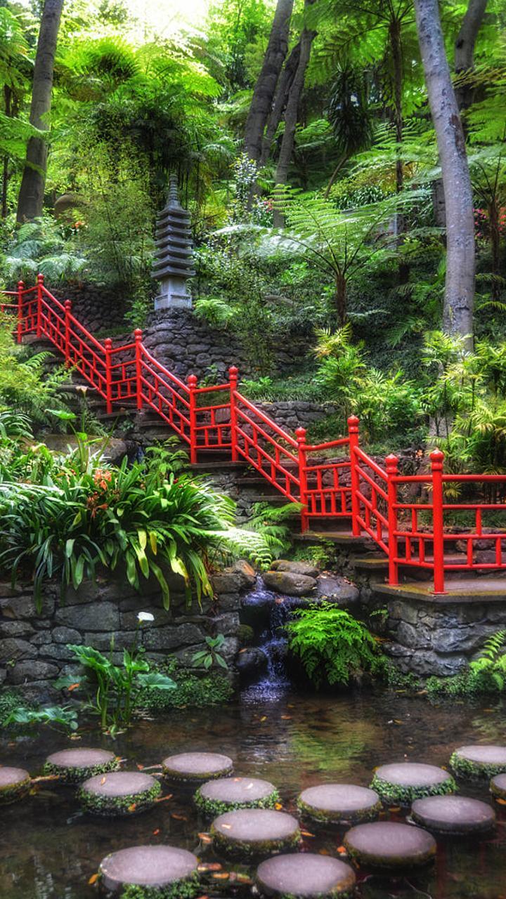 Ponte rosso giardino zen, 720x1280 Full HD Verticale, iPhone