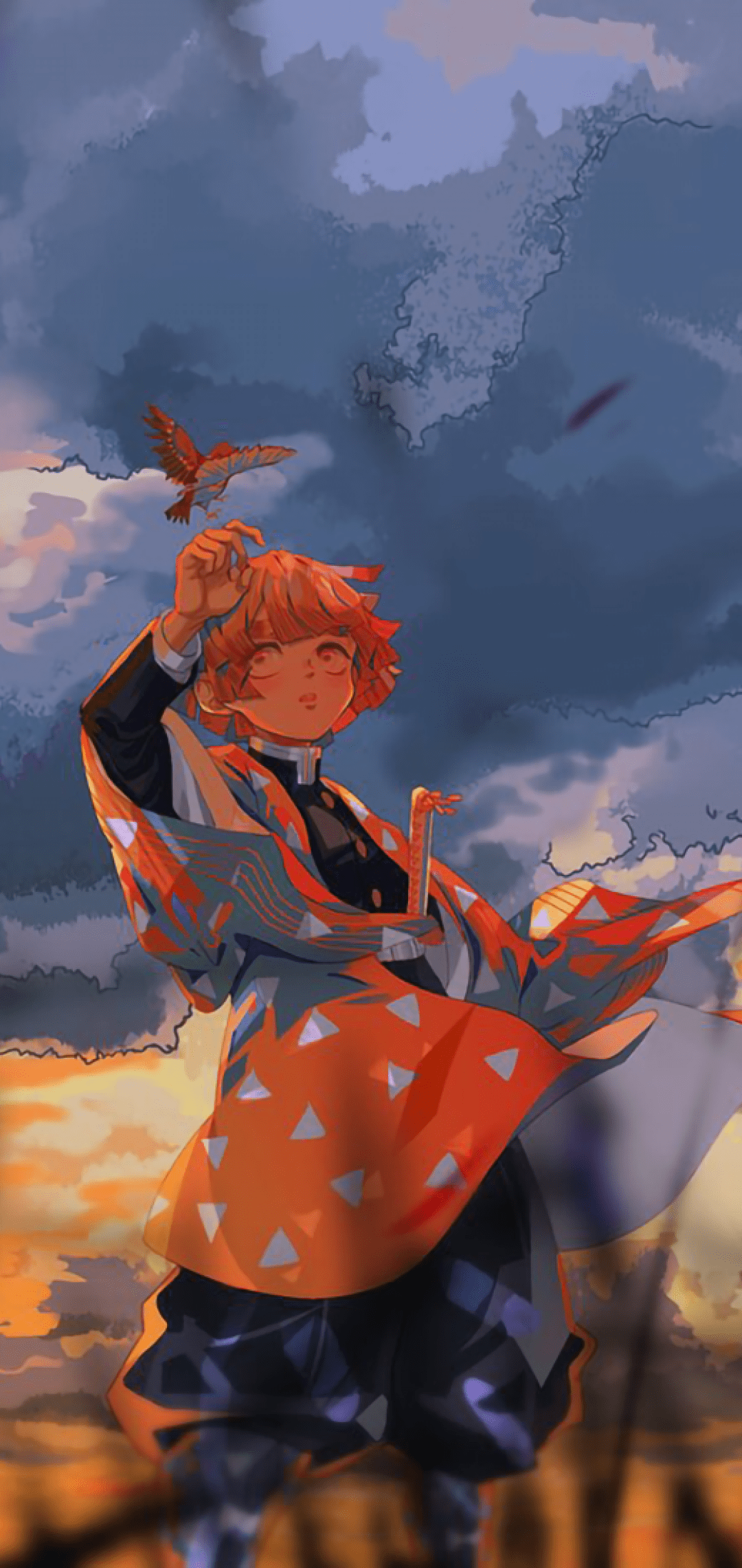 Zenitsu Demon Slayer tramonto, 1080x2280 Full HD Verticale, iPhone