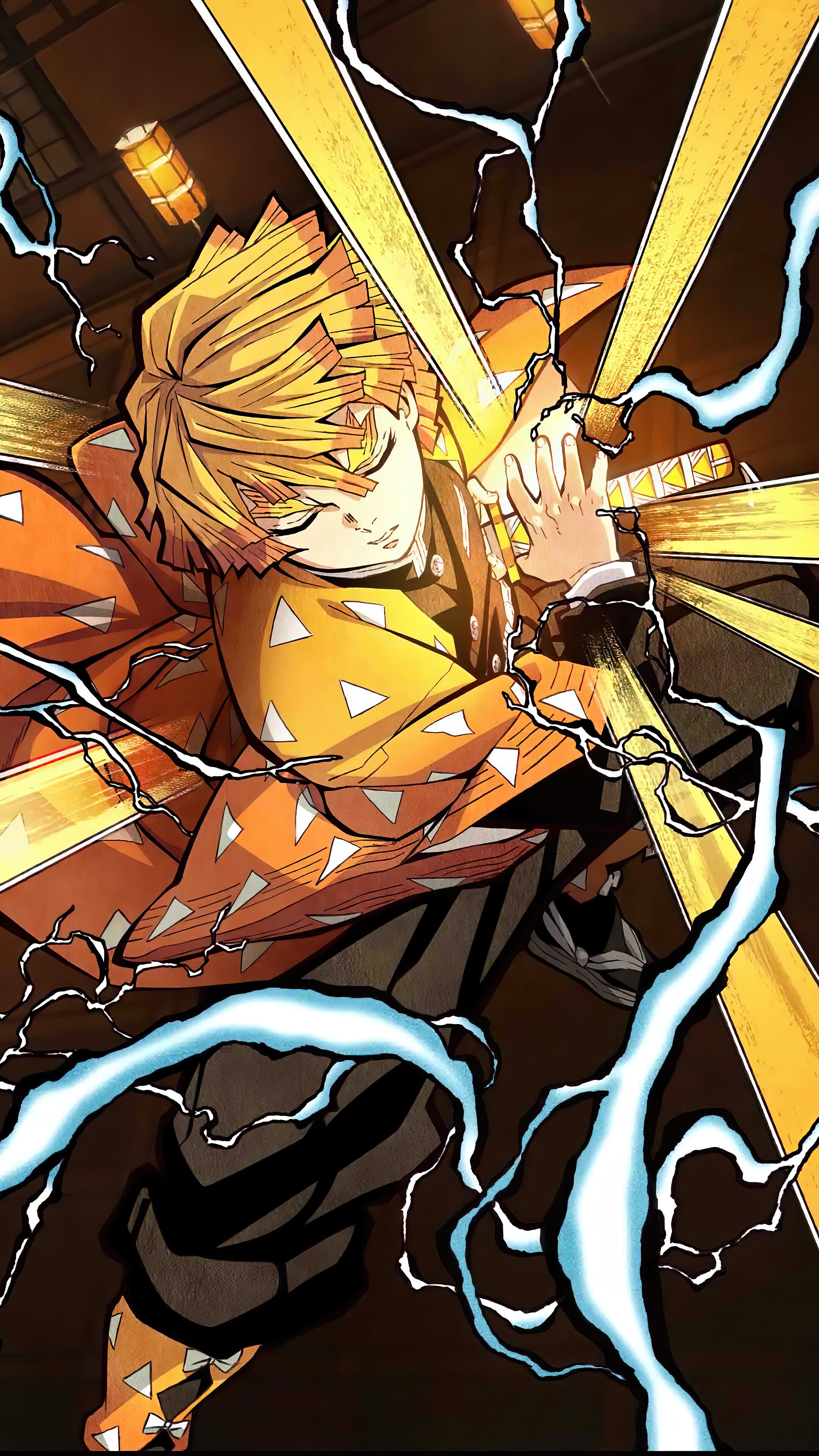 Zenitsu Demon Slayer fulmini, 2160x3840 Verticale, Telefono
