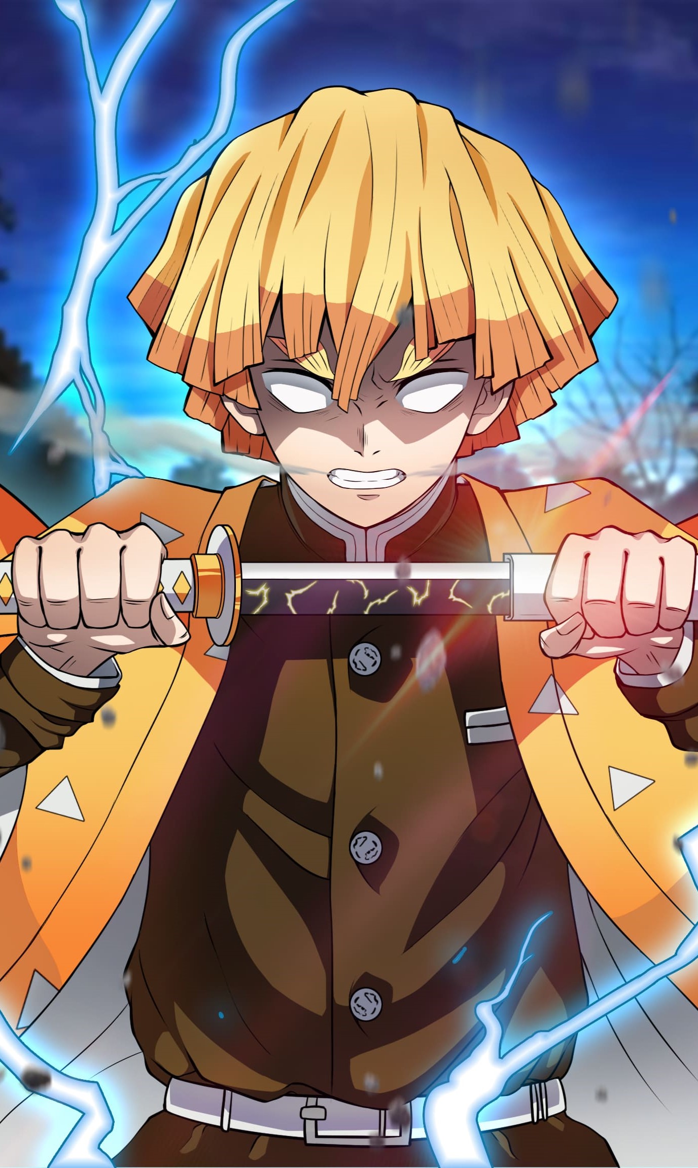 Zenitsu Agatsuma, Demon Slayer, 1376x2303 Full HD Verticale, iPhone