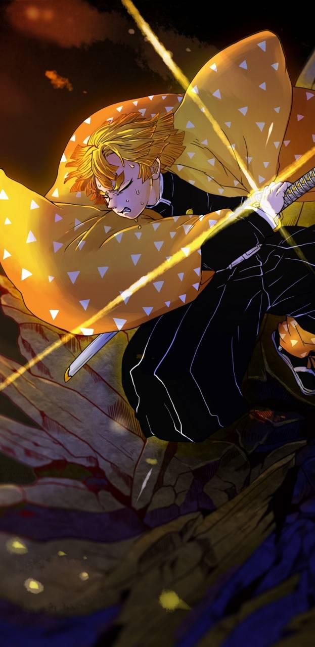 Zenitsu Demon Slayer fulmine, 623x1280 Verticale, Mobile