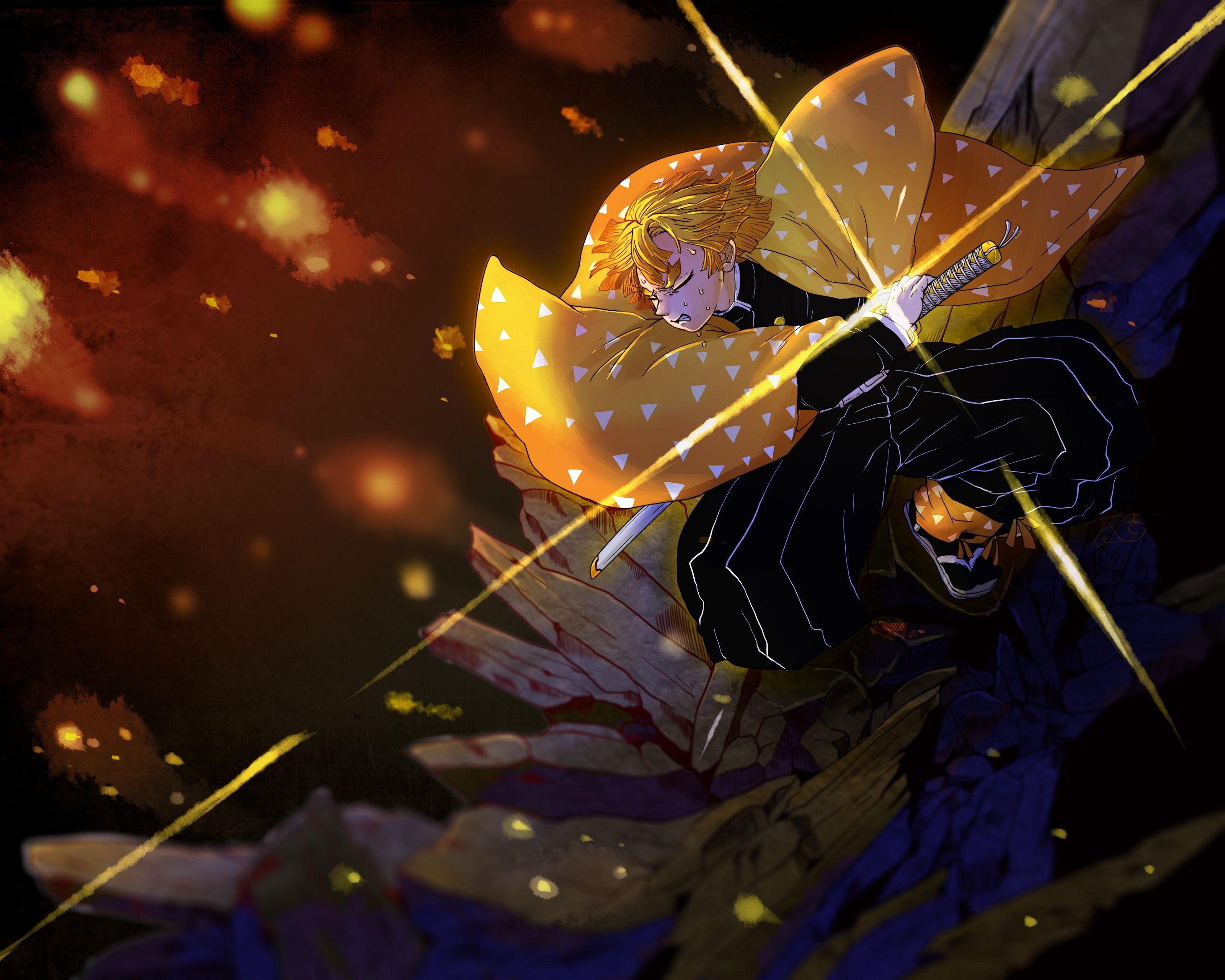 Zenitsu Demon Slayer spada, 2700x2160 WQXGA, Desktop