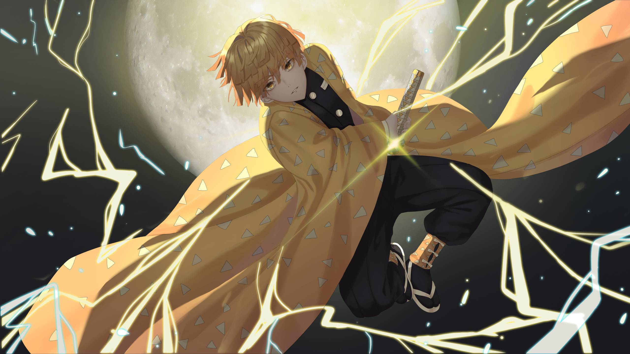 Zenitsu Demon Slayer fulmine, 2560x1440 2K, Desktop