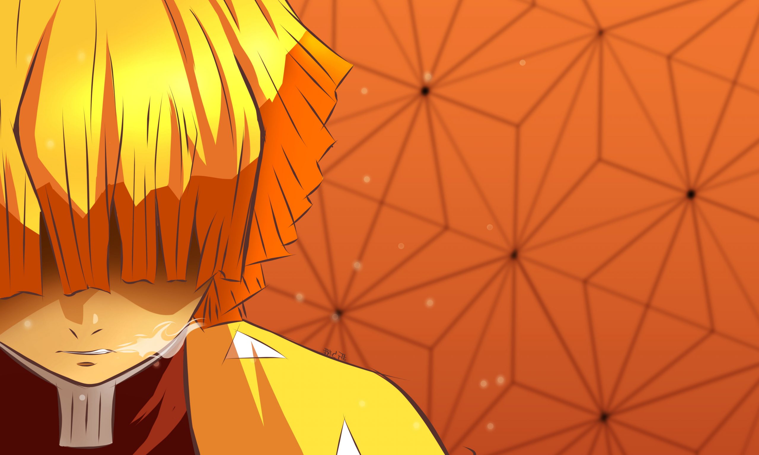 Zenitsu Demon Slayer arancione, 2560x1536 2K, Desktop