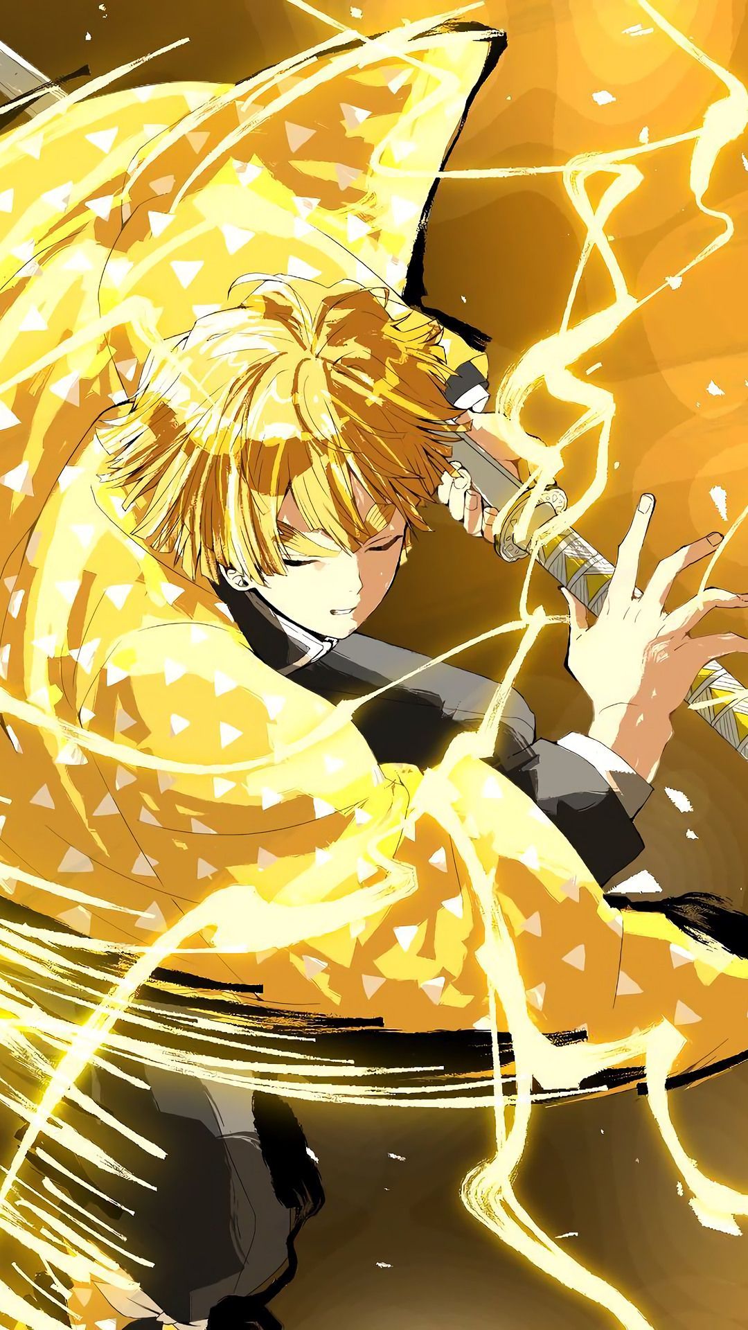 Zenitsu Demon Slayer fulmine, 1080x1920 Verticale, Telefono