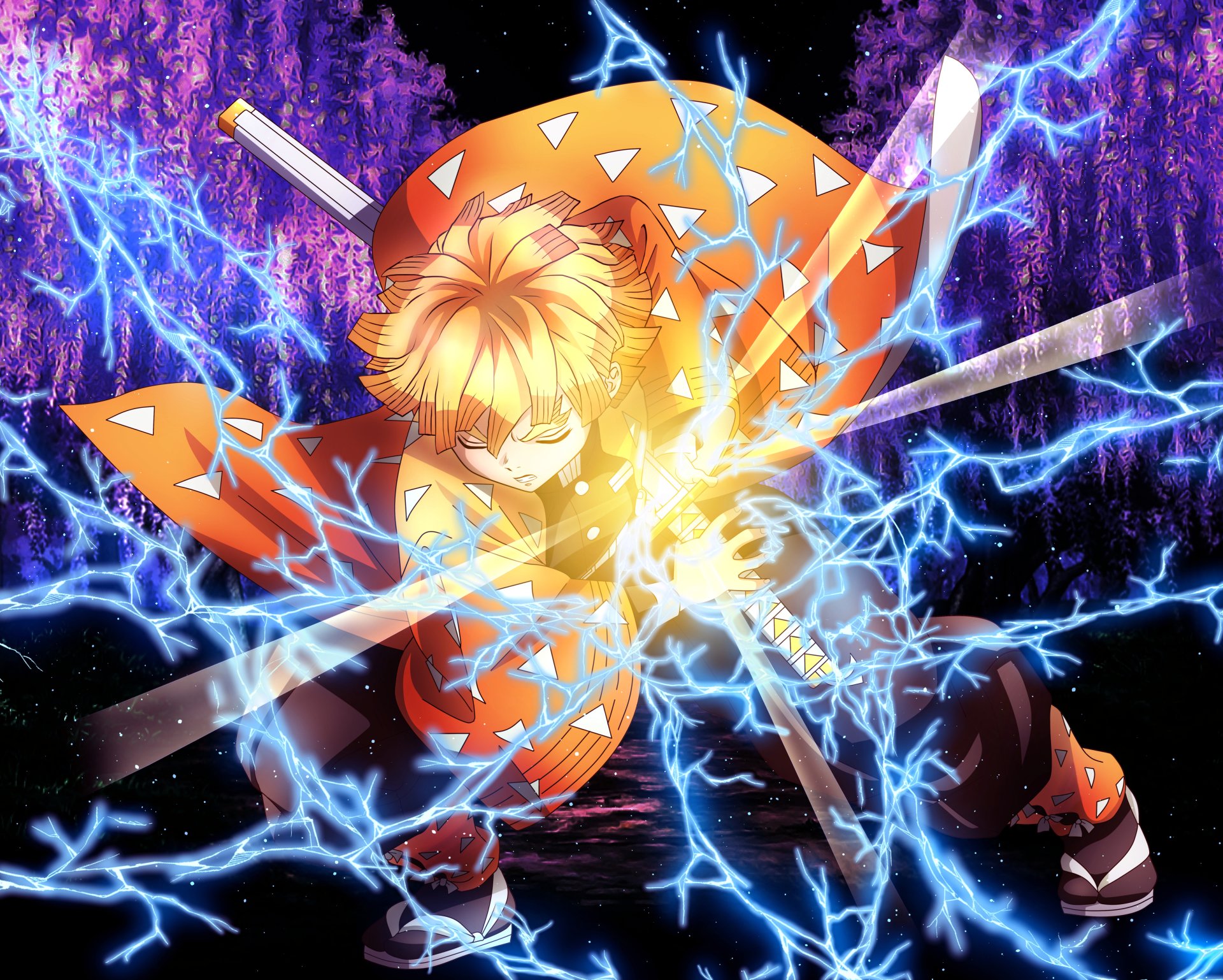 Zenitsu Agatsuma con fulmini, 1920x1538 WUXGA, Desktop