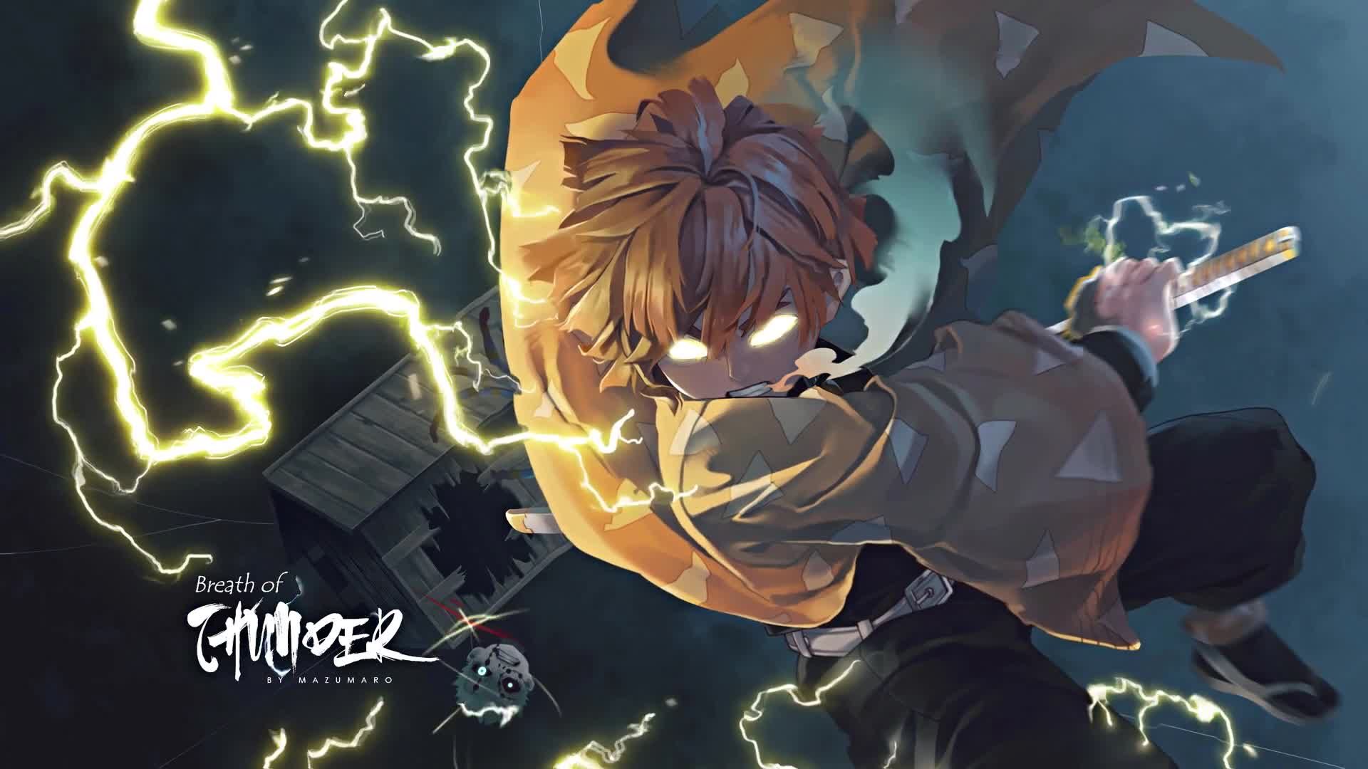Zenitsu Demon Slayer fulmini, ammazzademoni, 1920x1080 Full HD 1080p, PC