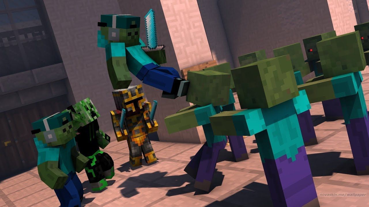 Zombie Minecraft folla mostri, Mojang, 1920x1080 Full HD 1080p, PC