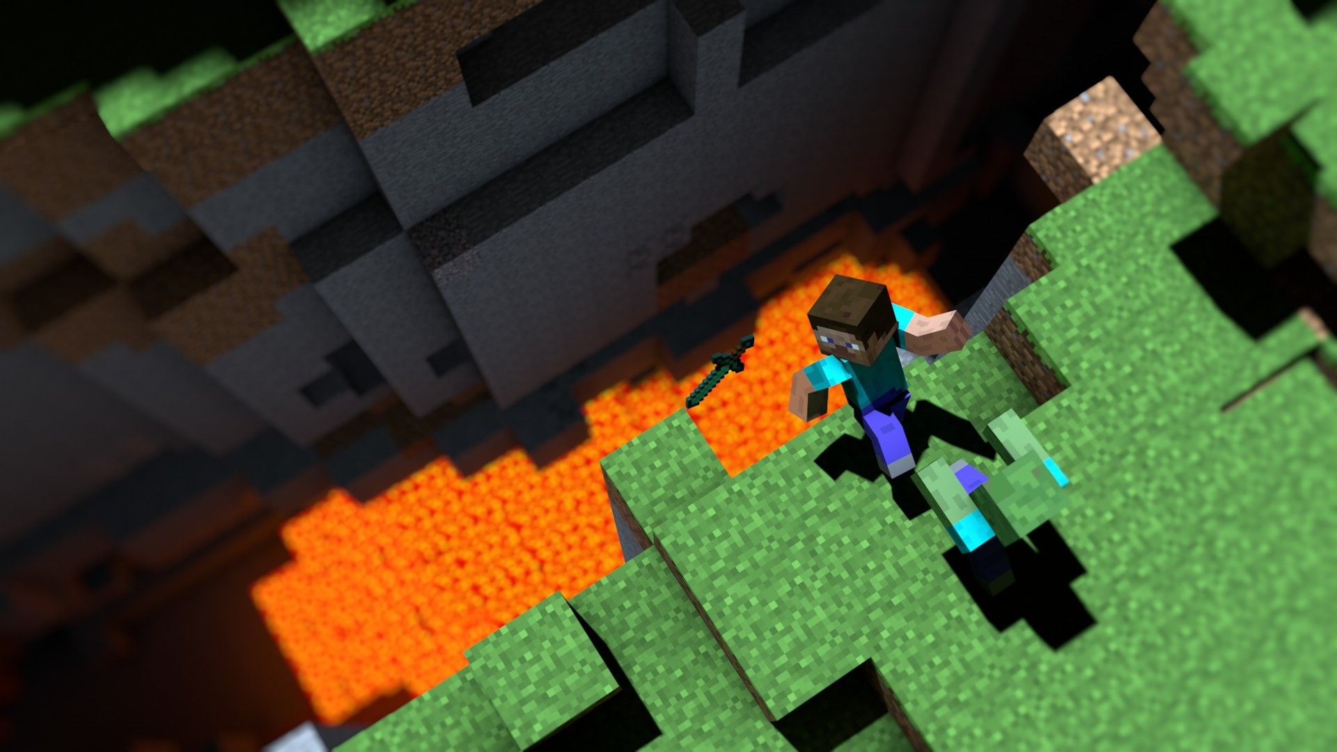 Zombie di Minecraft pixelato, 1280x757 HD, HP Laptop