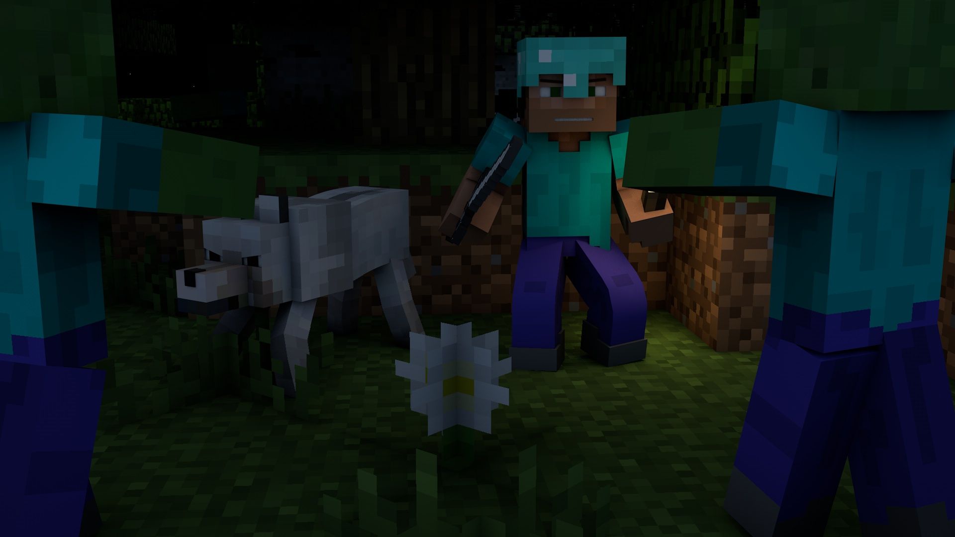 Zombie Minecraft in caverna, 1920x1080 Full HD 1080p, Laptop