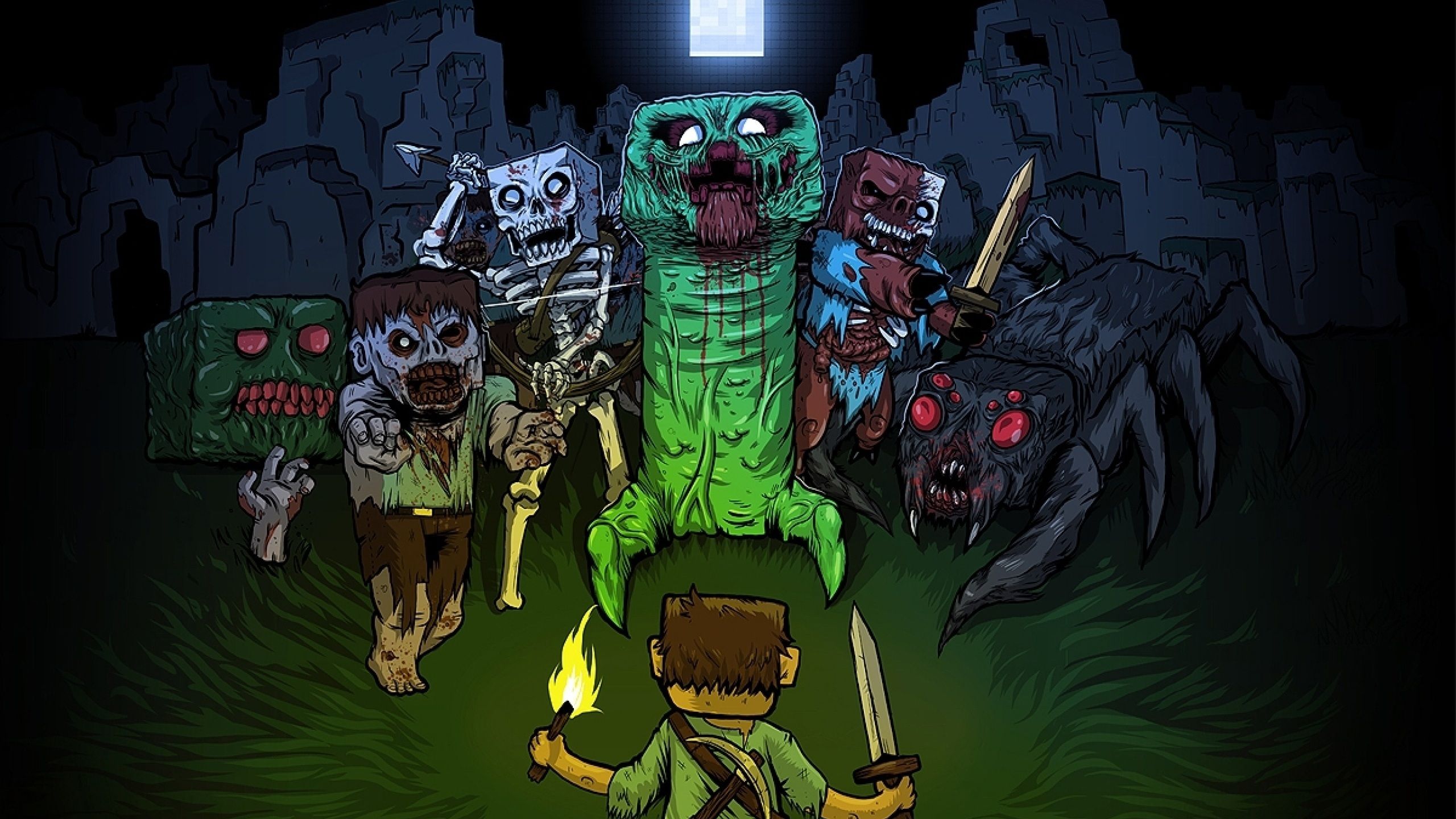 Zombie Minecraft combattimento personaggi, 1280x720 HD, PC Desktop