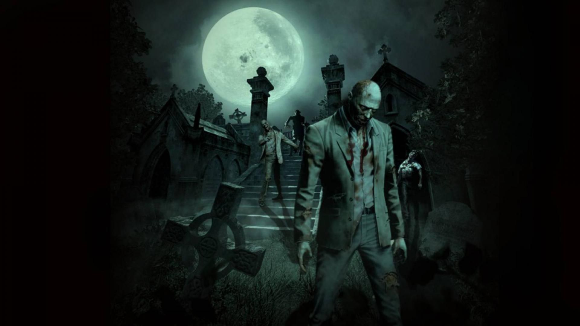 Zombie in cimitero con luna, 1920x1080 1080p, Laptop