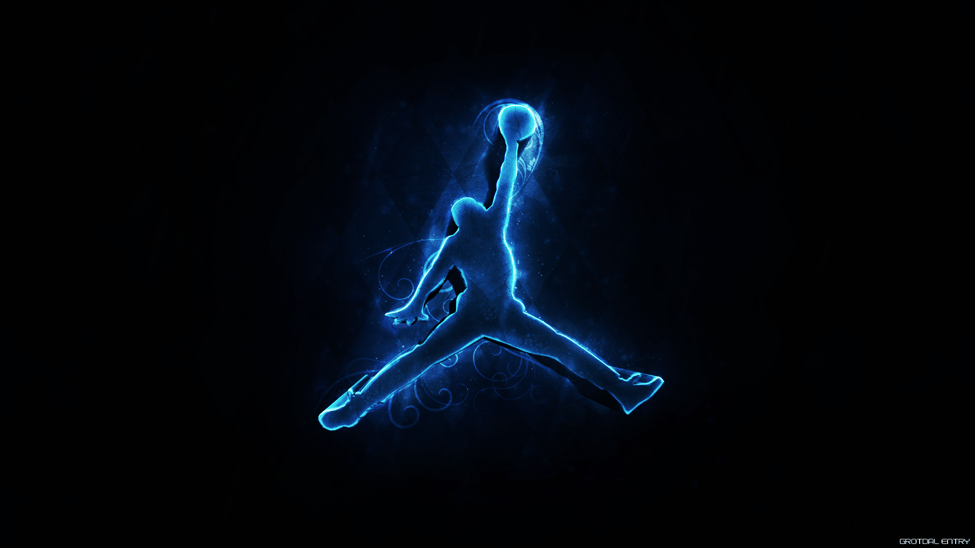 Logo Jordan neon blu, 1920x1080 Full HD, Desktop
