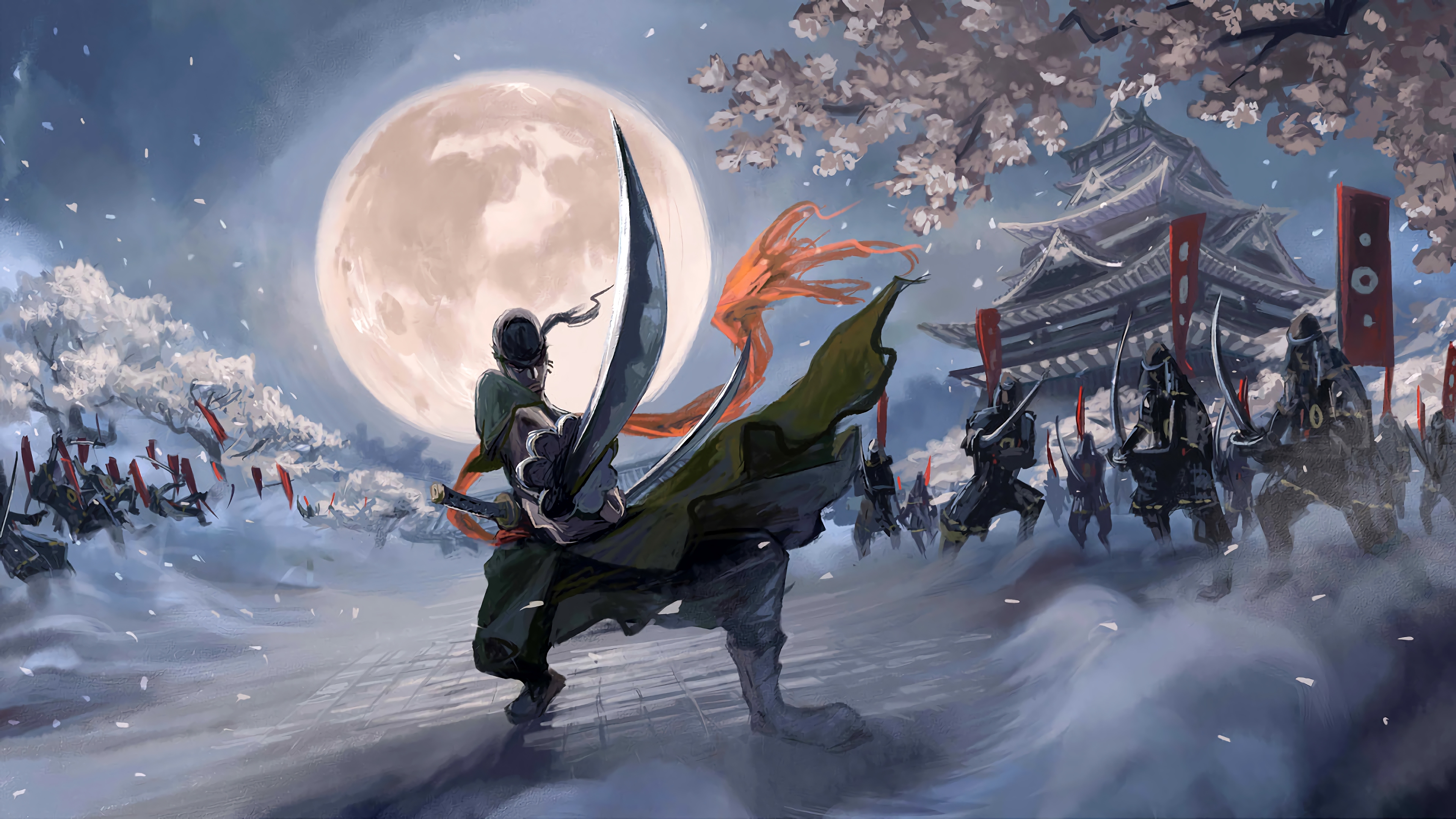 Zoro Roronoa luna piena, 3840x2160 UHD, Monitor 4K