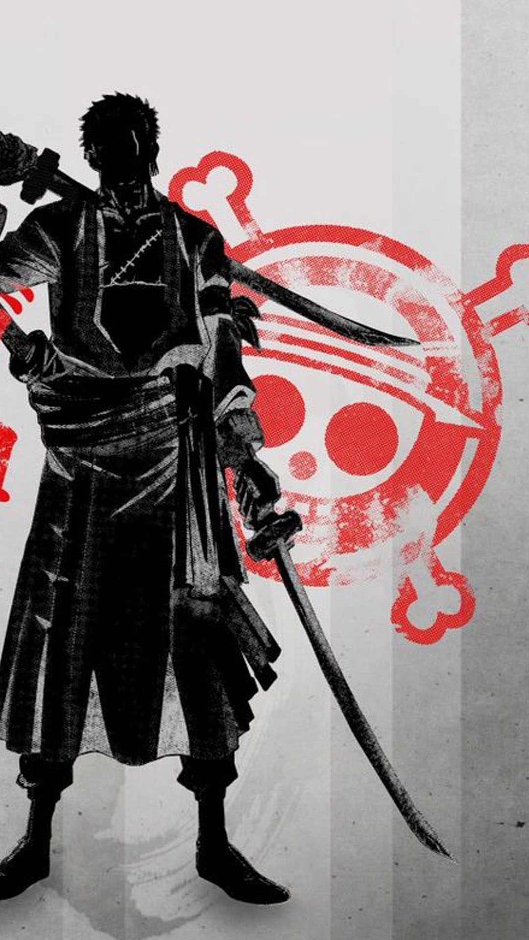 Zoro One Piece silhouette, 1080x1920 Verticale, Telefono