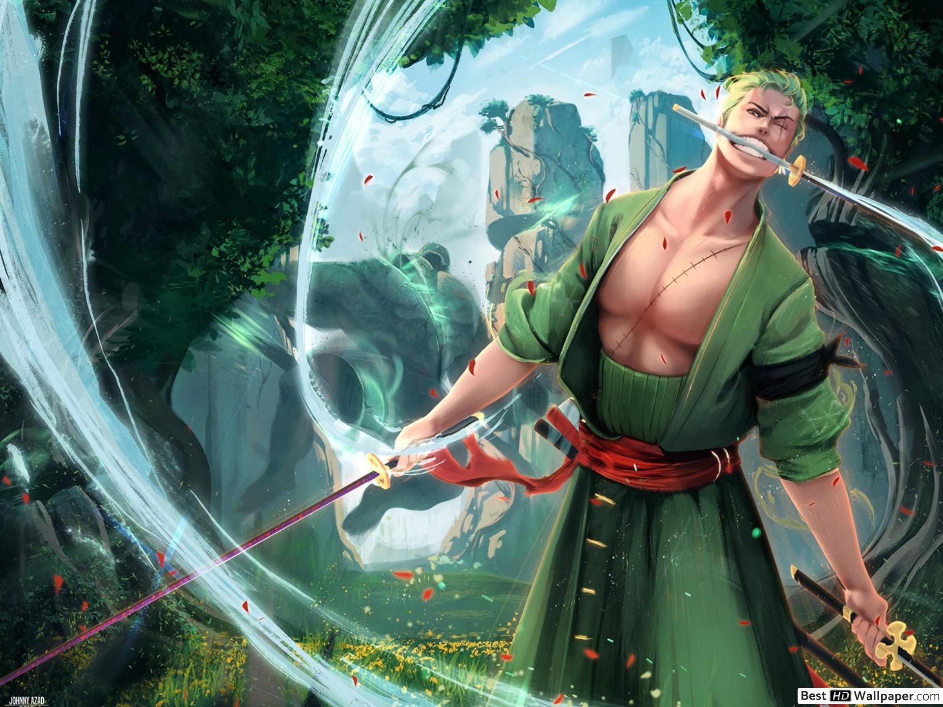 Roronoa Zoro spade foresta, 1920x1440 Full HD+, Desktop