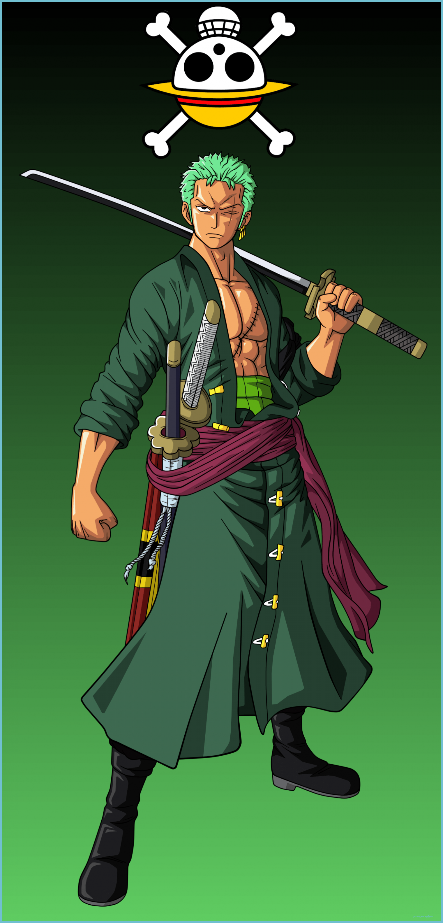 Zoro One Piece con katana, 1521x3166 Verticale, POCO