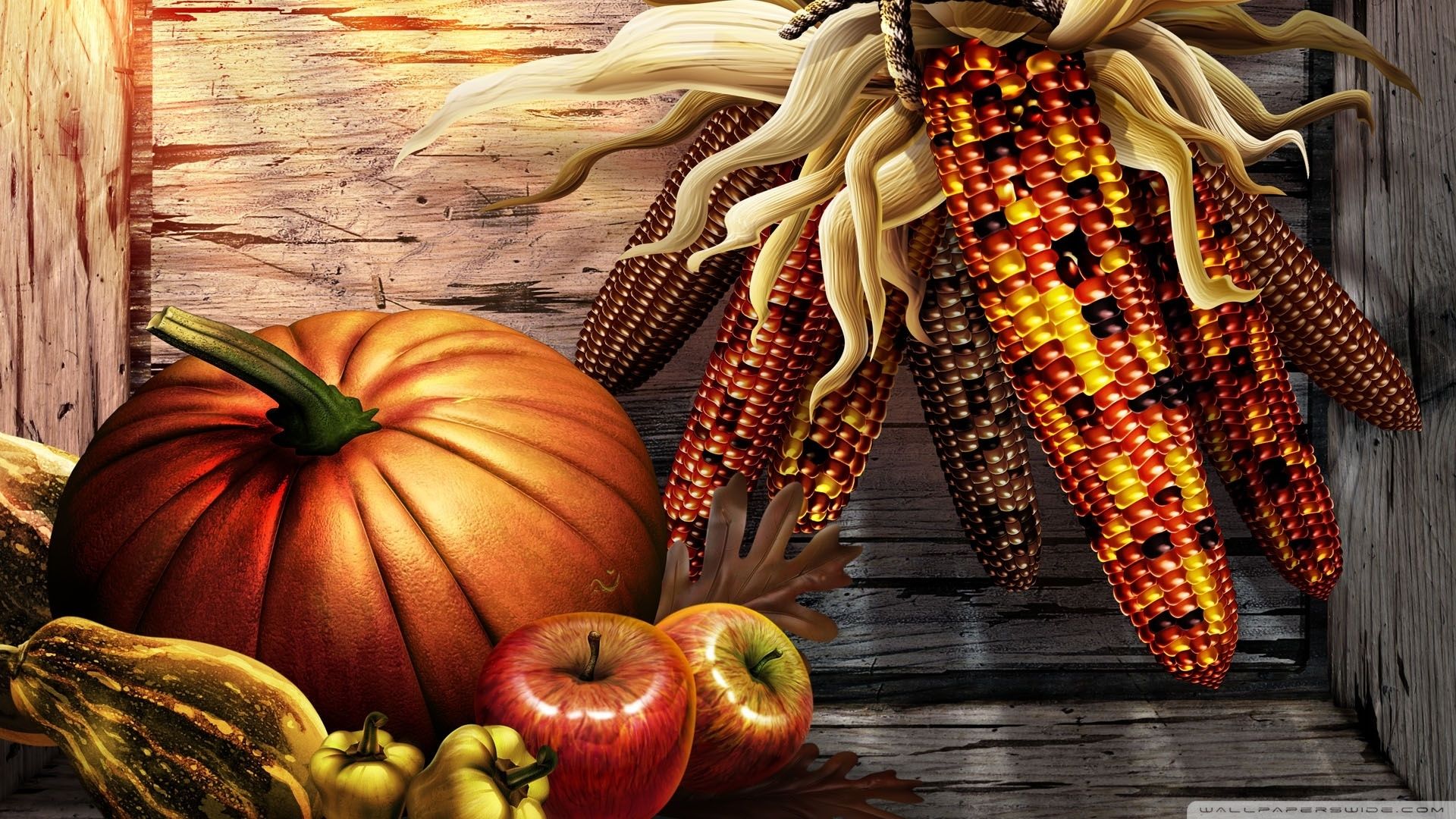 Zucche mais autunnale mele, 1920x1080 Full HD, PC