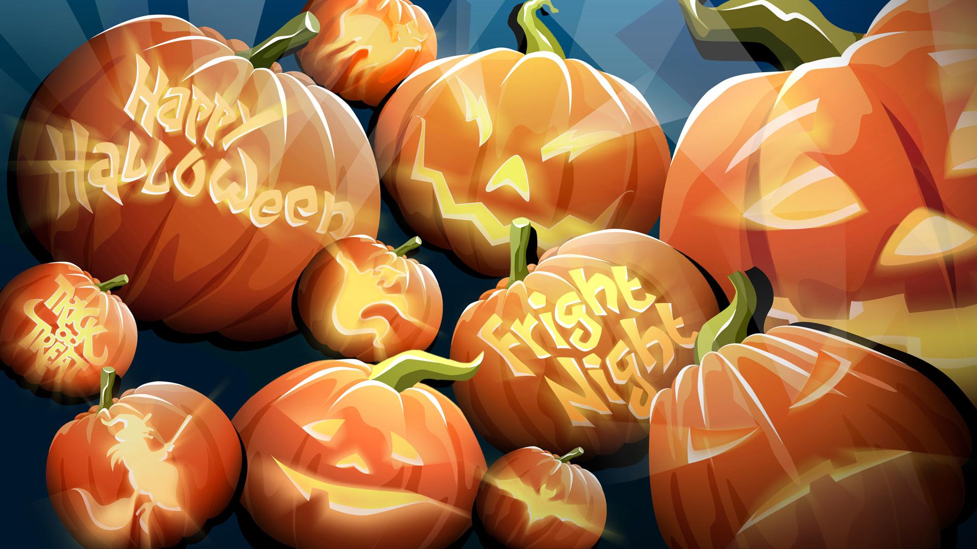 Zucche di Halloween intagliate arancioni, 1920x1080 Full HD 1080p, Desktop