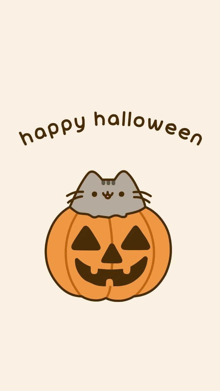 Gattino Pusheen su zucca, 720x1280 Verticale, Mobile