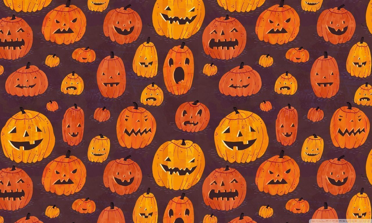 Zucche halloween pattern arancione, 1280x768 HD, Notebook Gaming