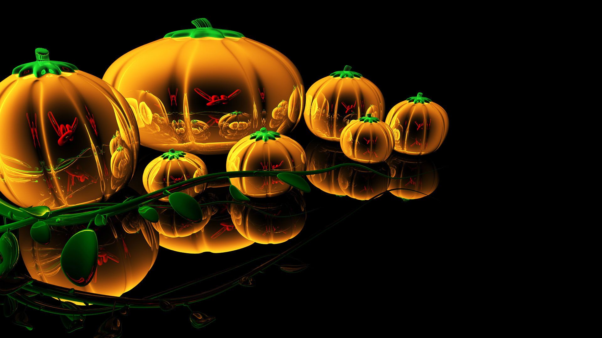 Zucche 3D Halloween sfondo nero, 1920x1080 Full HD 1080p, Laptop