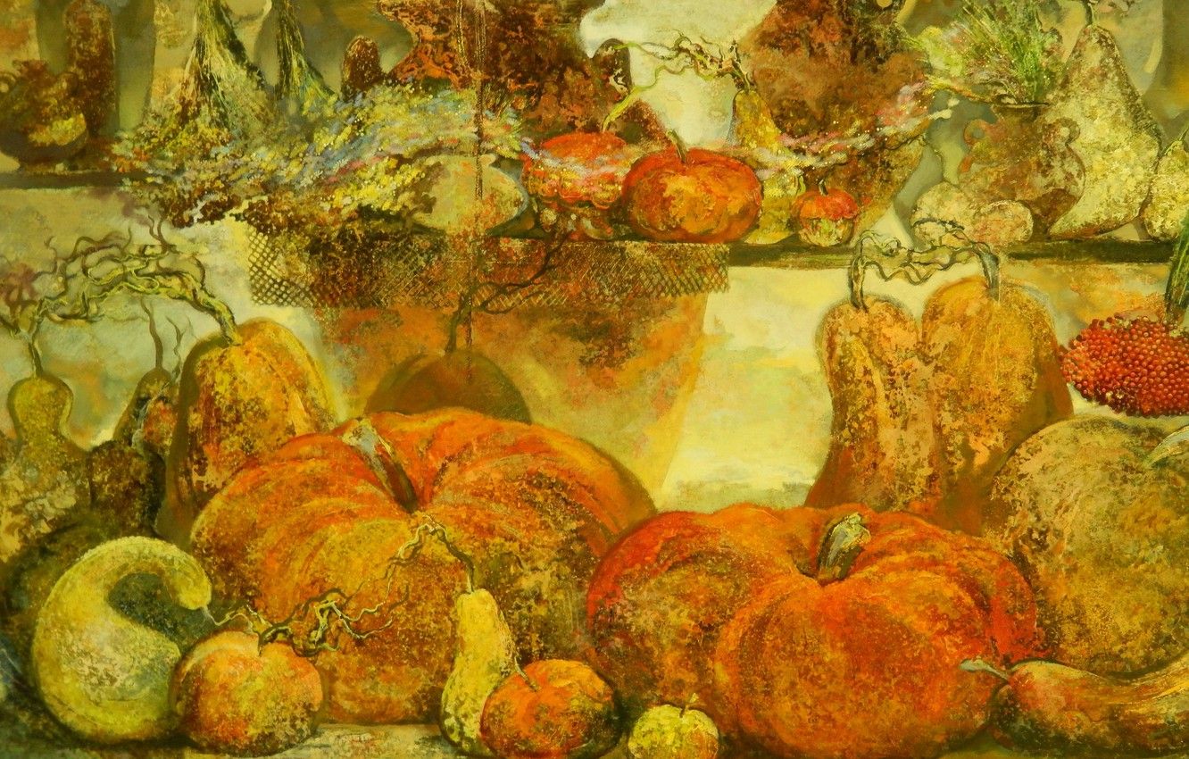 Zucche dipinte autunnali, 1332x850 720p, Laptop