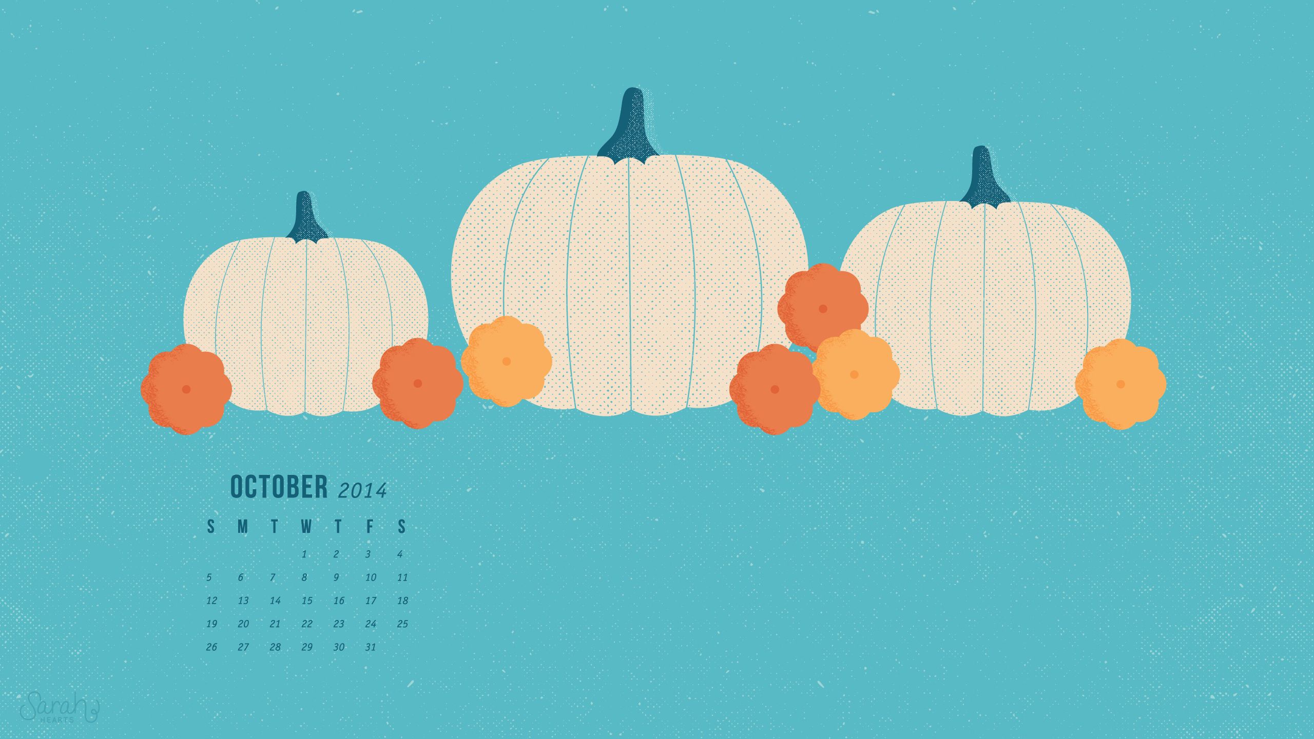 Zucche bianche calendario ottobre, 2560x1441 2K QHD, PC
