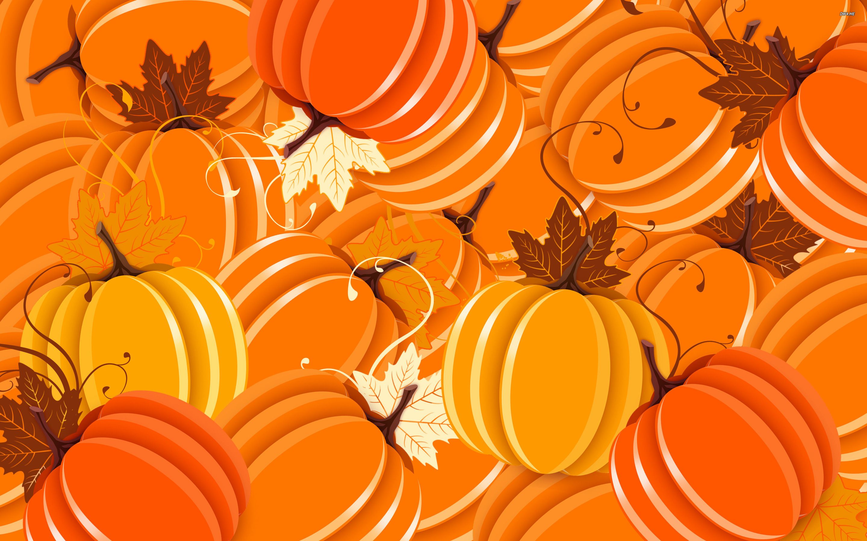 Zucche arancioni illustrate autunno, 2880x1800 2K, PC