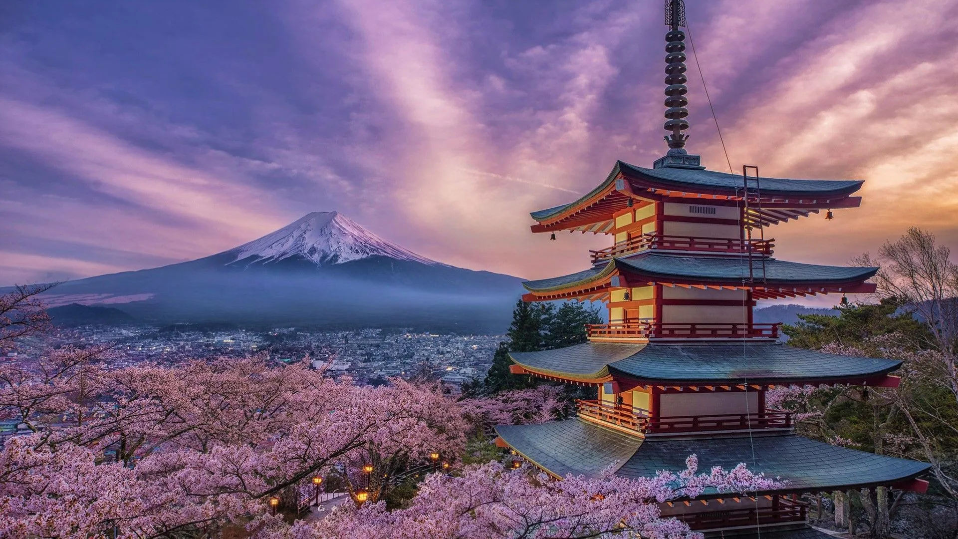 Monte Fuji e pagoda Chureito, Giappone, 1920x1080 Full HD 1080p, Monitor Gaming