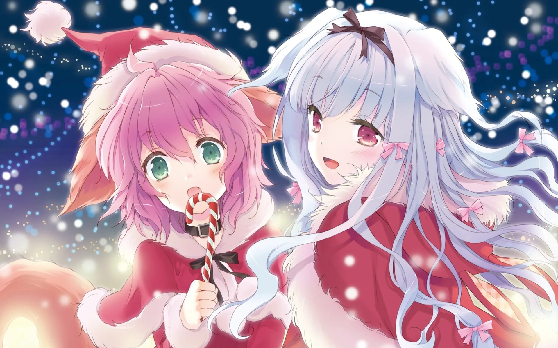 Due ragazze anime natalizie kawaii, 2560x1600 2K+, PC
