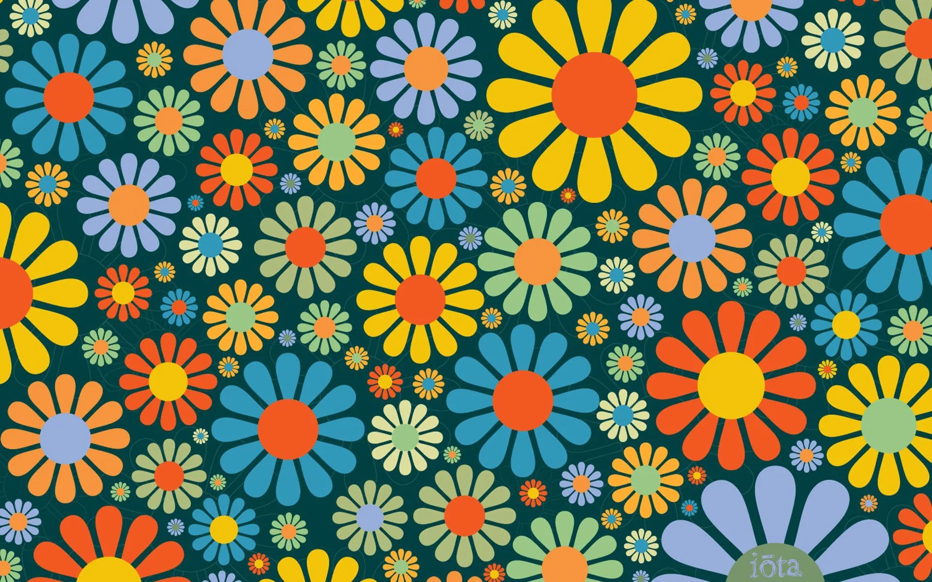 Fiori retrò colorati anni '70, 2000x1250 alta risoluzione, Desktop