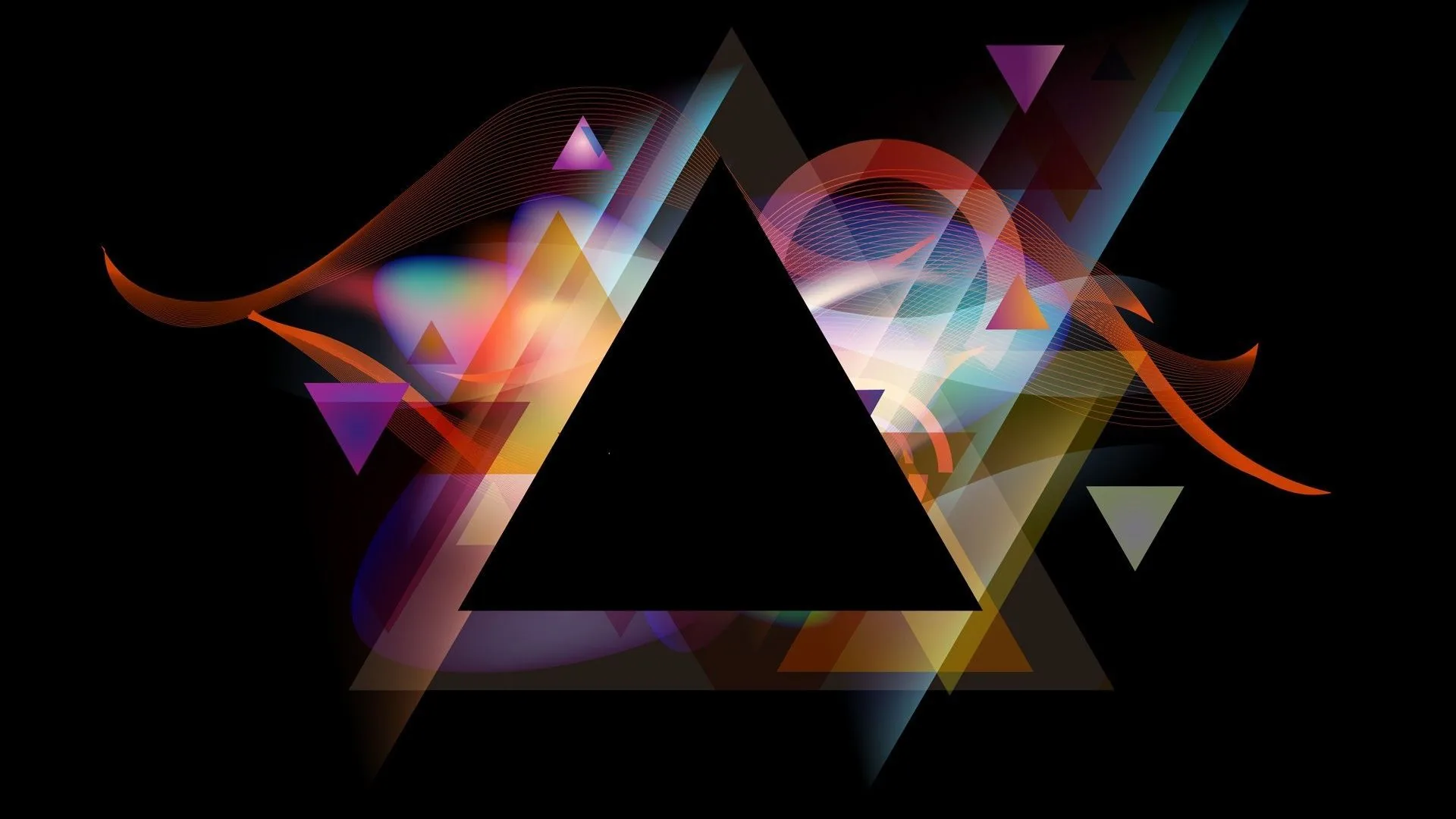 Triangolo colorato astratto sfondo nero, 1920x1080 Full HD, Desktop
