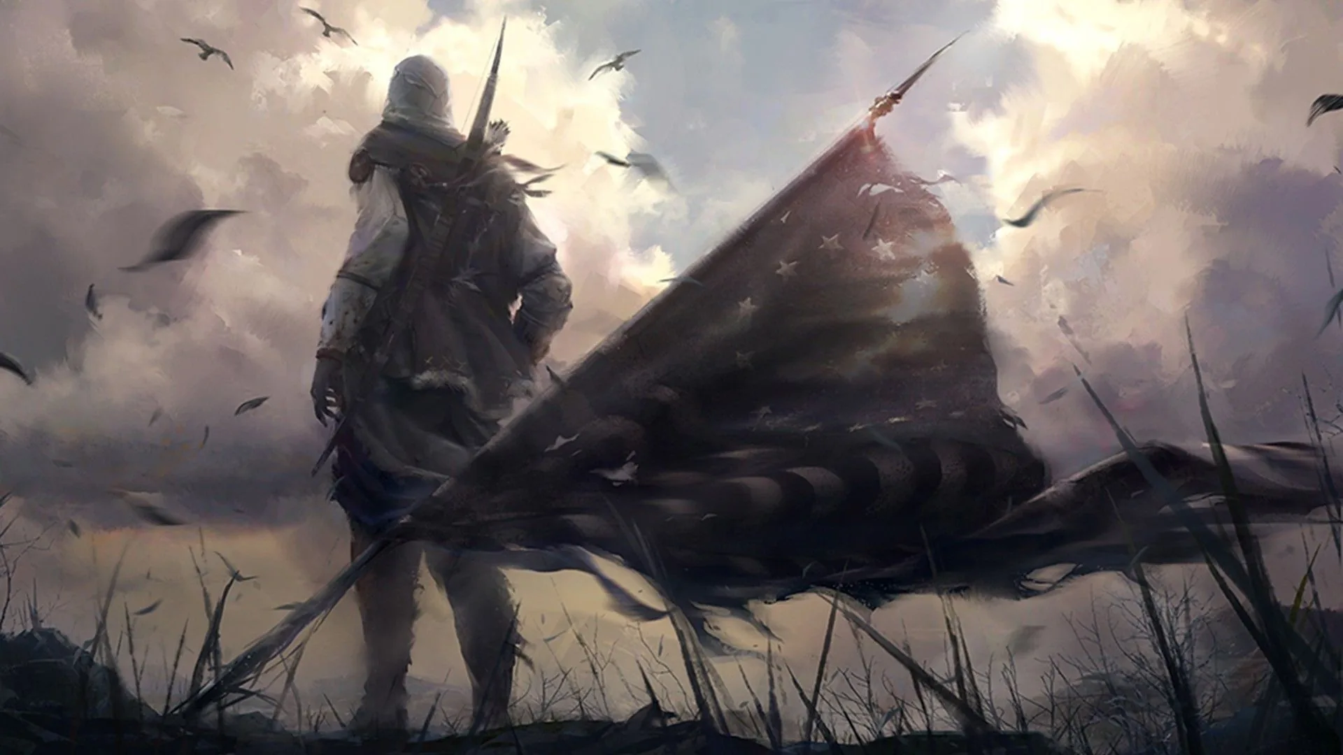 Cavaliere con bandiera Dark Souls, 1920x1080 Full HD, PC Desktop