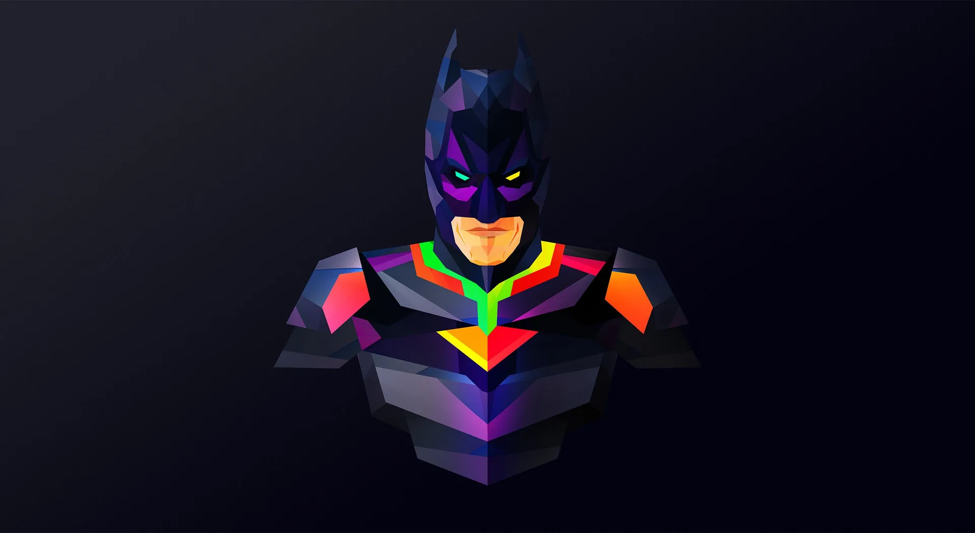 Batman low poly colorato, Gotham, 2560x1400 2K QHD, PC