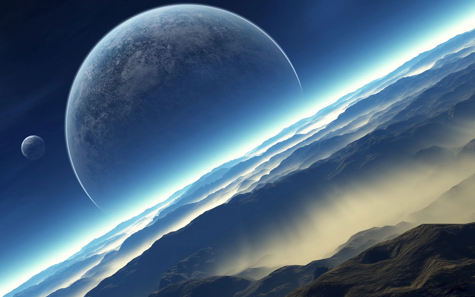 Pianeta e luna dall'orbita, 1920x1200 Full HD+, Desktop