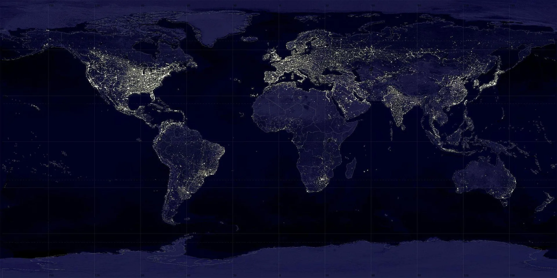 Mappa mondo luci notturne, 2416x1208 2K, iMac