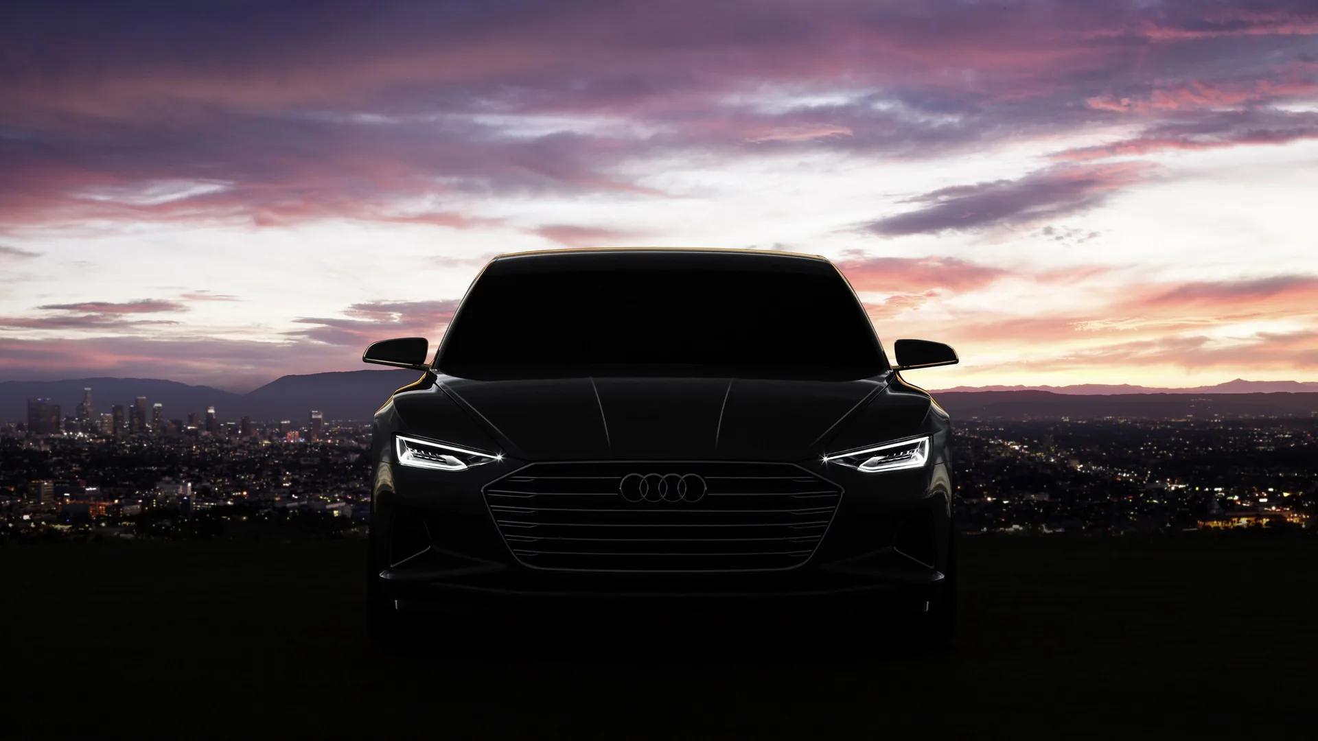 Audi nera skyline crepuscolo, 3840x2160 Ultra HD, Monitor 4K