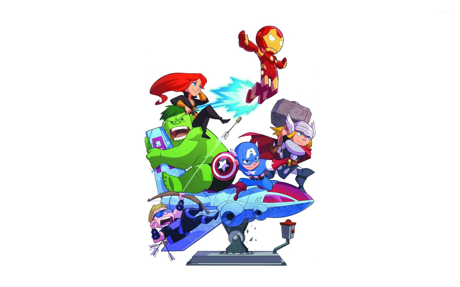 Avengers animati stile cartoon, supereroi, 1920x1200 Full HD+ WUXGA, Laptop