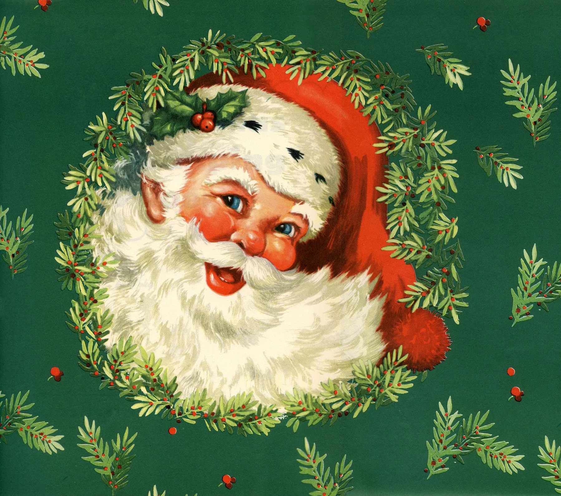 Babbo Natale vintage con ghirlanda, 1800x1590 HD, PC Desktop