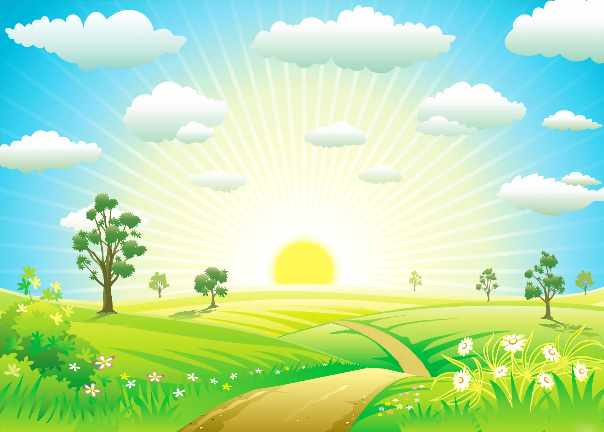 paesaggio cartoon prato sole, 4724x3375 4K Ultra HD, Monitor 4K